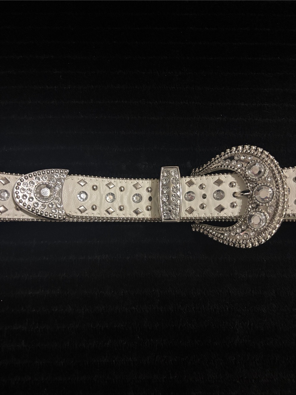 Sz M White Rhinestone Western-Inspired Women’s Belt-Another Line